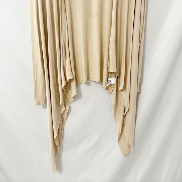 2b Bebe Cream Beige Open Front Cascading Cardigan Lightweight Size M - Picture 3 of 6
